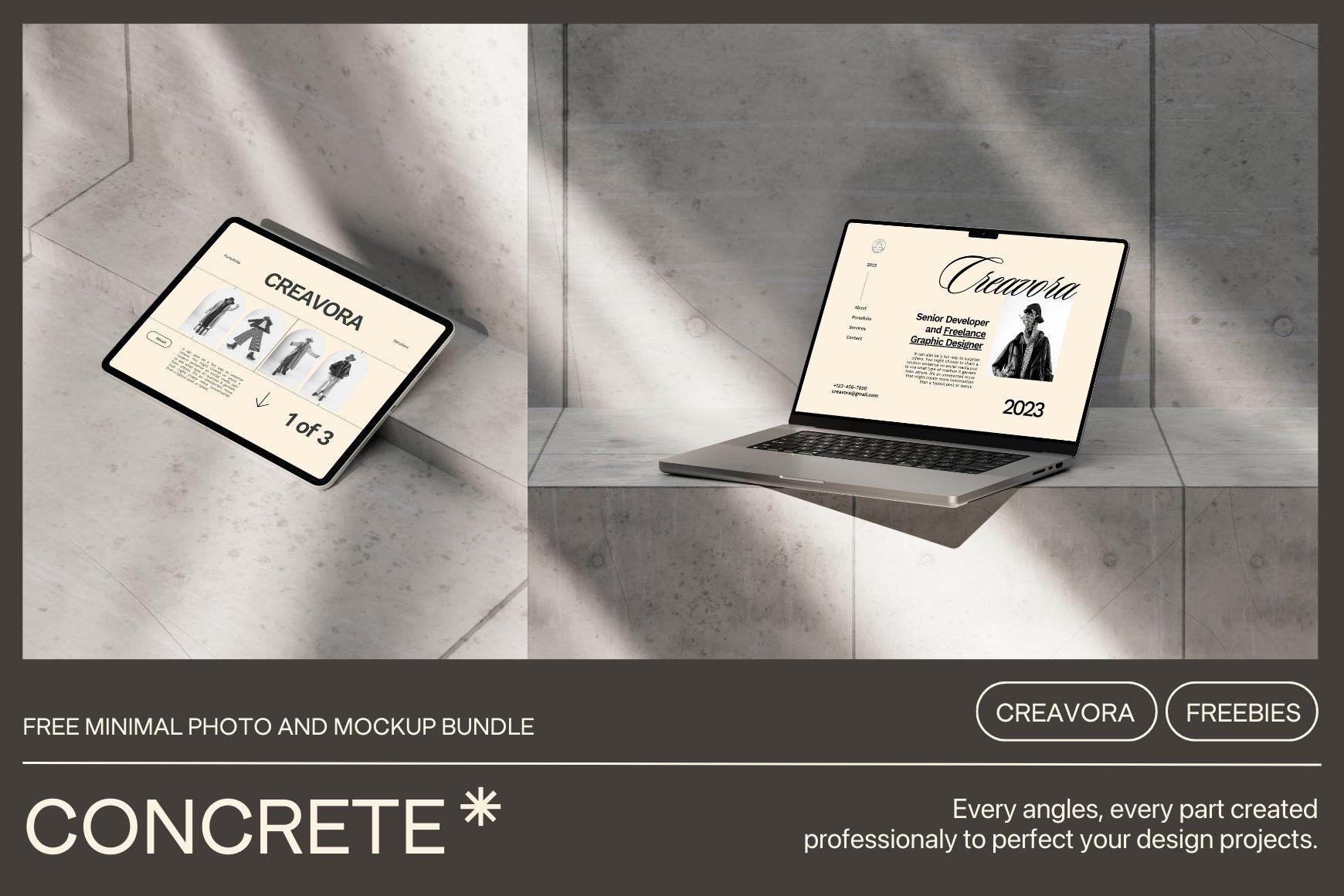 Concrete Free Mockup Bundle by Creavora